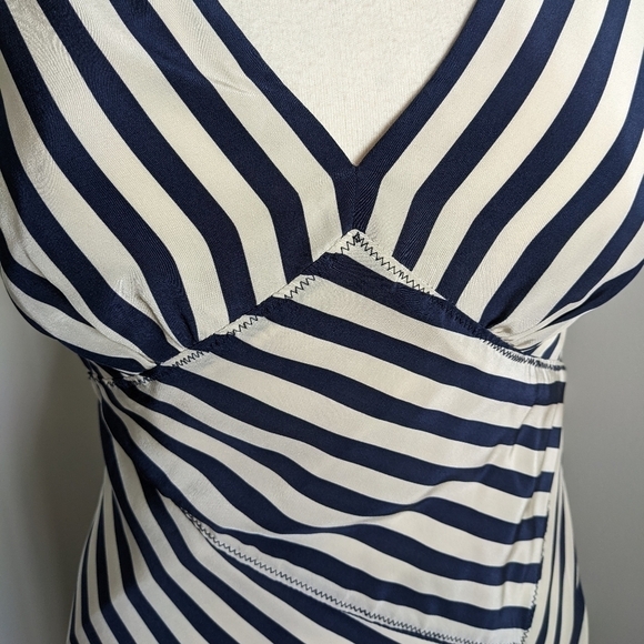 𝅺Suzi Chin Striped Silk Slip Dress Retro Art Deco Style 10 Maxamilist Designer - Picture 3 of 13